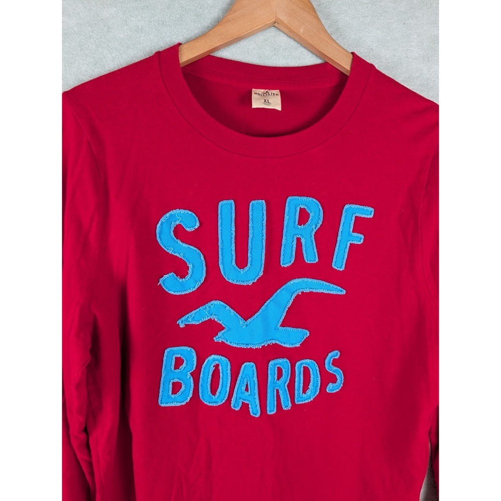 Hollister Shirt Mens Large Red Surf Boards Graphic Long Sleeve Tee